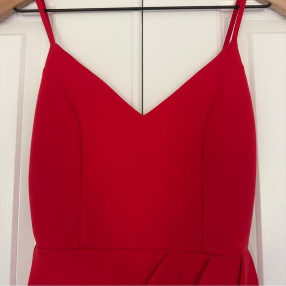 Lulus Romantic spaghetti strap mini dress faux wrap pleated v-neck red Valentine - Picture 7 of 8